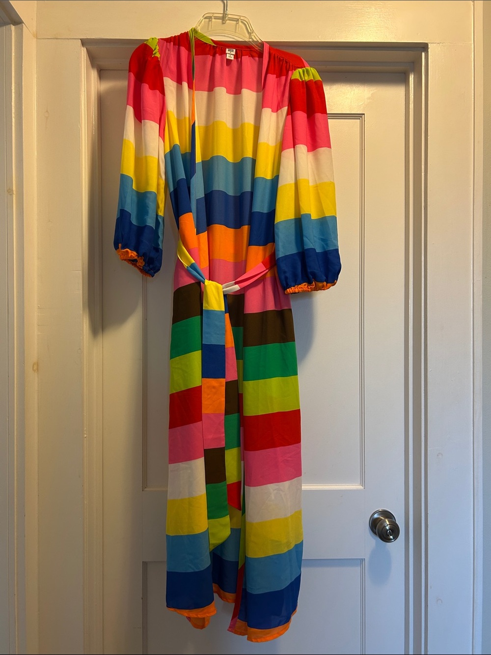 Tabitha Brown for Target Rainbow Stripe Beach Coverup with Tie Waist - S, NWOT